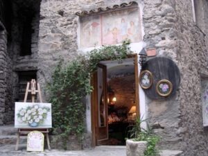 Apricale. Dorf im Hinterland der italienischen Riviera. Atelier