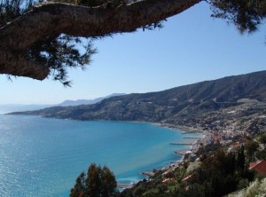 Bordighera, italienische Riviera, Weitblick auf die Küste