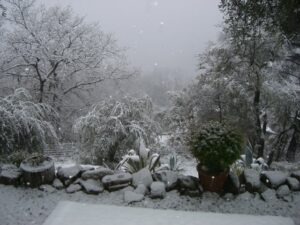 Ferienhaus Casa Rochin bei Dolceacqua an der italienischen Riviera im Schnee