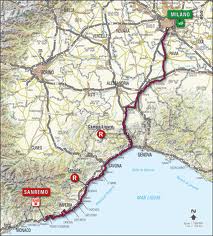 Strecke des Radmarathons Milano-Sanremo
