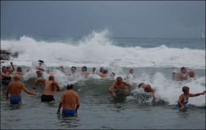 San Remo. Neujahrsbaden beim Bagni Tahiti