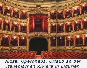 Nizza. Opernhaus. Urlaub an der italienischen Riviera in Ligurien