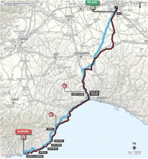 die Route Mailand-Sanremo